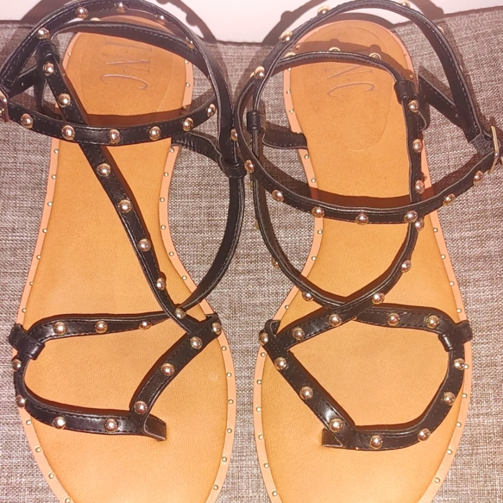 I.N.C Sandals Black With Gold Studs